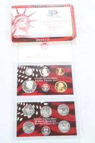 2003 UNITED STATES MINT SILVER PROOF SET Coins with COA