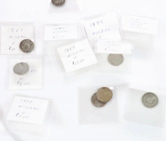 (11) Liberty Nickel - with CENTS 1883-1911(1) Union Shield Nickel 1867