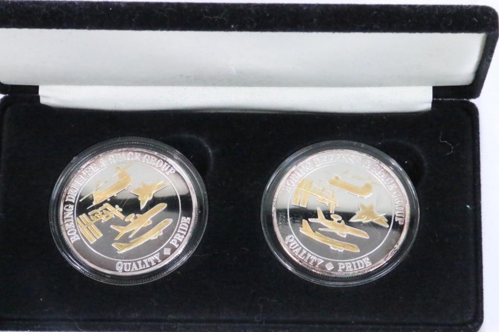 Lot of 2 BOEING Defense & Space Group  Silver coins 62.6 grams (1 of 4)