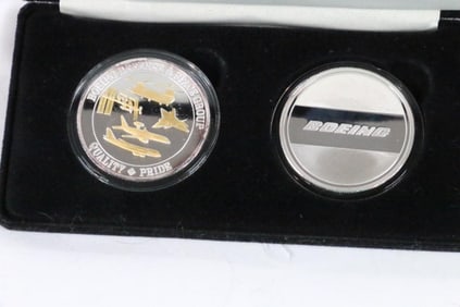 Lot of 2 BOEING Defense & Space Group Sterling Silver coins 62.6 grams