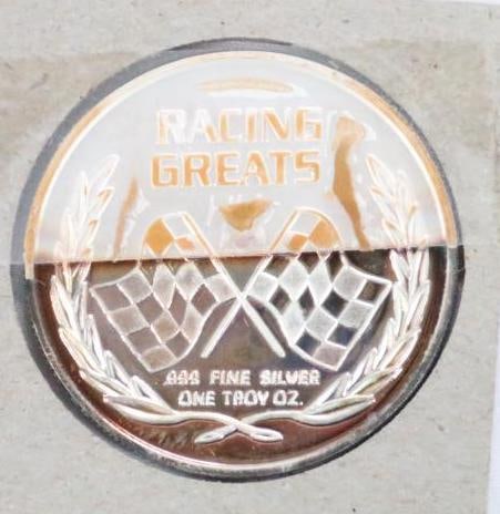 Nascar Harry Gant SILVER Coin 1 troy ounce 0.999 fine silver: In a nascar open card mount