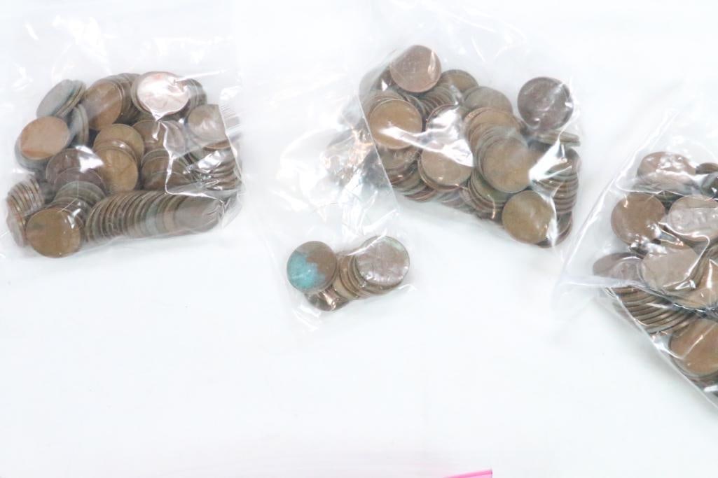 Lot of 310 Copper Wheat Pennies: 310 Old Pennies. Most checked. There may be just a few non wheat or steel pennies. Nearly all are wheat pennies.