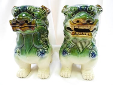LOT OF 2 Vintage Porcelain Foo Dogs