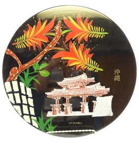 Vintage Ryukyu Lacquerware round wall d?cor
