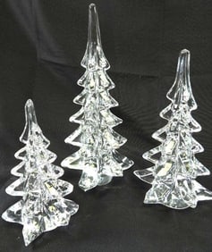 LOT OF 3 Vintage Clear Glass Christmas Trees Like Fenton