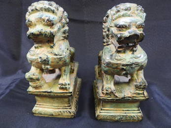 Bronze Pair of Foo Dogs, Chinese guardian lions