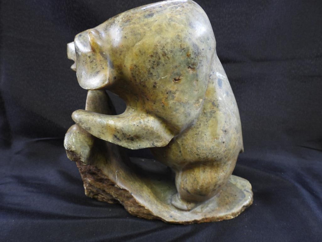 Large solid Stone bear figure at rock (1 of 5)
