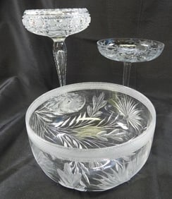 LOT OF 3 Vintage EAPG clear cut glass items