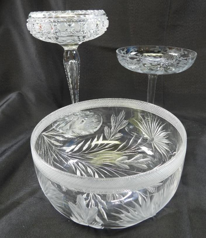 LOT OF 3 Vintage EAPG  clear cut glass items (1 of 10)