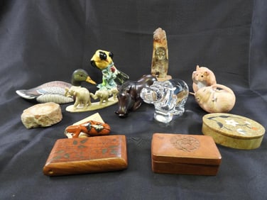 LOT OF 13 ceramic porcelain vintage animal figurines and trinket boxes