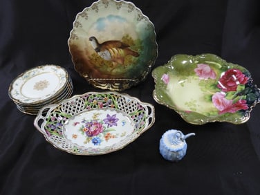 LOT OF 12 Antique porcelain bowls, 6-piece plate set and more