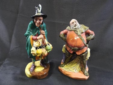 LOT OF 2 Royal Doulton figurines The Mask Seller and Falstaff