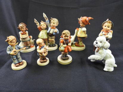 LOT OF 8 HUMMEL figurines: LOT of 8 HUMMEL figurines including Be Patient Girl, "Auf Widersenhen", School Boy and more (see photos to see all included)