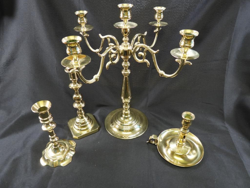 LOT OF 4 Baldwin Brass Candleholders and candelabra (1 of 7)