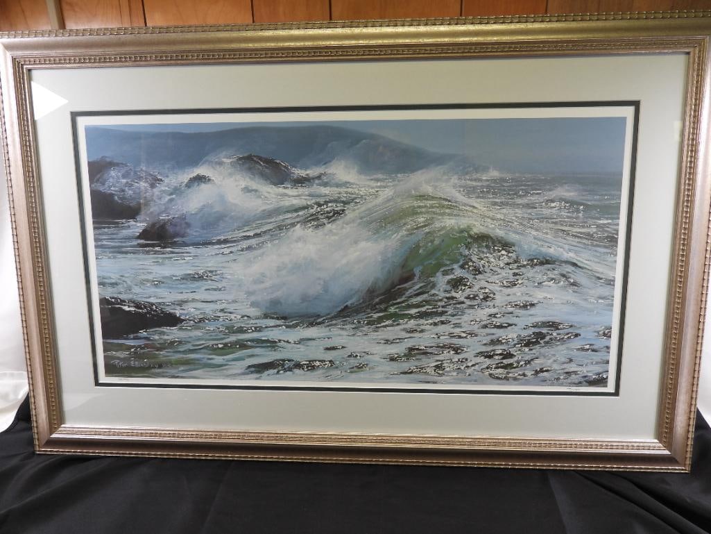 "Big Sur" reproduction print by Peter Ellenshaw: Big Sur" reproduction print by Peter Ellenshaw including certificate of authenticity of print medium and certificate about artist, approx. 27" x 42.5