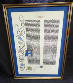 Framed Daniel art with text appears to be Latin