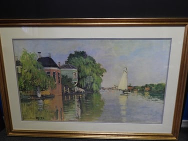 Framed painting of "Houses on the Achterzaan" by Monet
