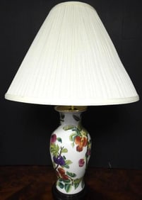 Peach decorated porcelain lamp