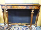 Maitland Smith banded flame mahogany console hall table