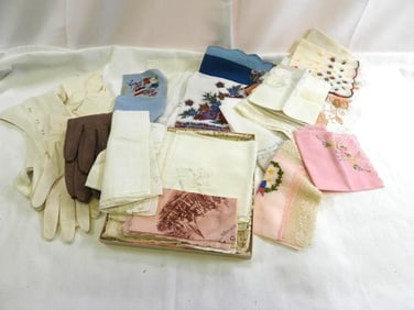 Huge lot of vintage gloves and handkerchiefs
