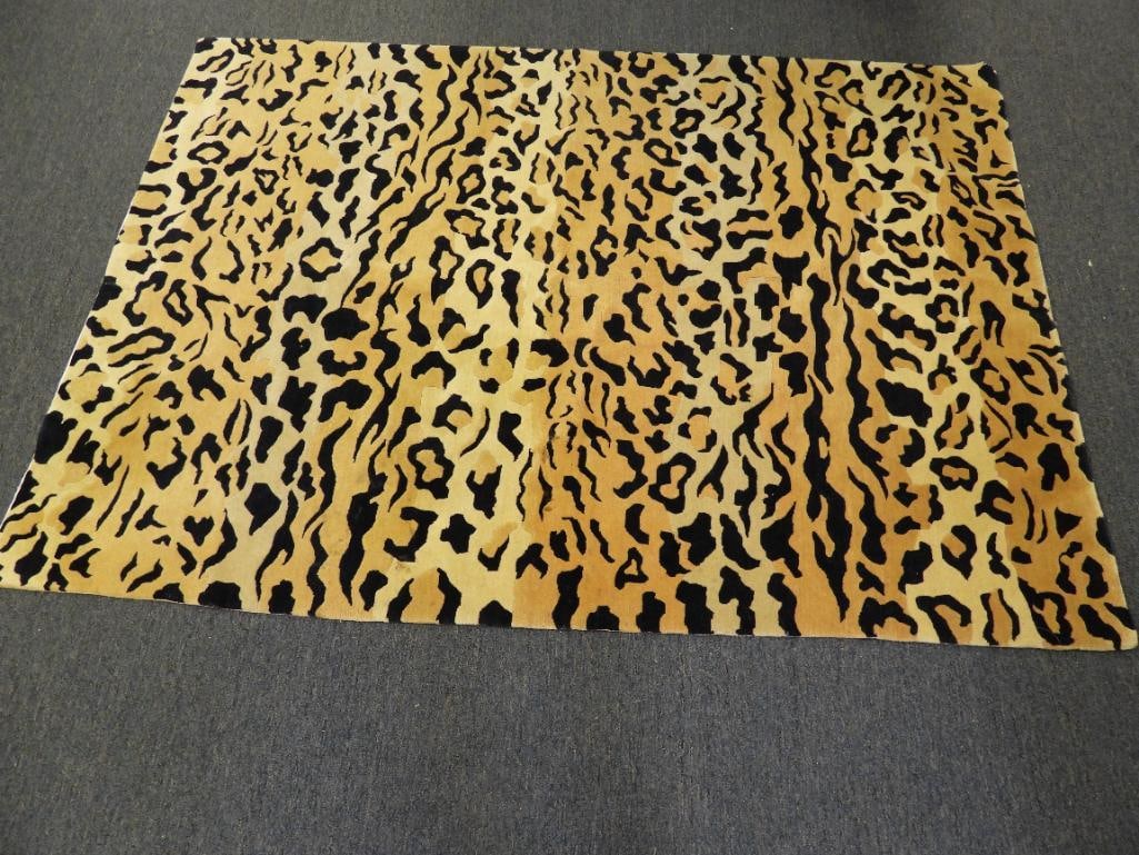 Leopard Print WOOL Handmade area rug (1 of 7)