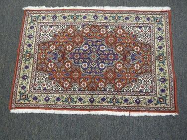 Vintage multi-colored oriental wool rug 2' x 3" handwoven persian