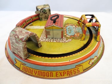 Antique Marx Honeymoon Express tin train wind up toy