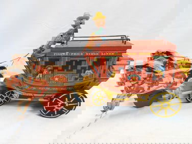 Vintage Wood painted Fisher-Price Gold-Star Stagecoach pull toy