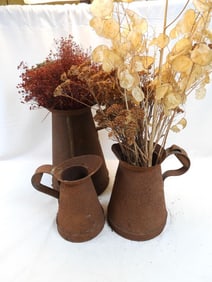 LOT OF 3 antique metal garage jugs