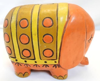 Vintage Cartoon Mid-Century Modern Mod Elephant Ceramic Piggy Bank