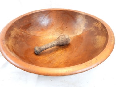 Antique large wood dough bowl