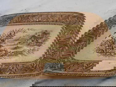 Antique WH Grindley Daffodil Brown and White platter