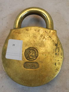 Vintage Virginia Metalcrafters Mid Century Modern Solid Brass Padlock Ashtray: Vintage Virginia Metalcrafters Mid Century Modern Solid Brass Padlock Ashtray, approx. 3.75" x 5.75"