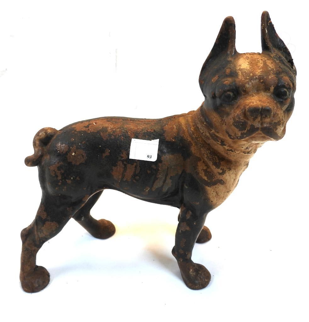 Antique Cast Iron Boston Terrier: Antique Cast Iron Boston Terrier, approx. 10" tall and 9.5" long