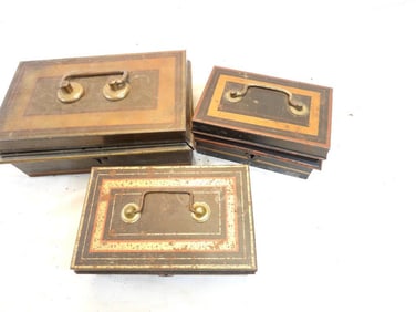 Vintage LOT OF 4 metal cash boxes