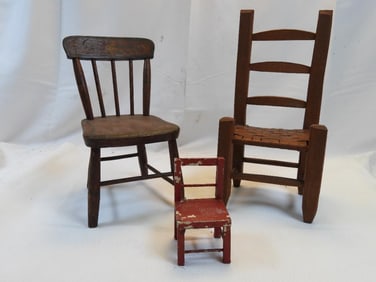 LOT OF 3 vintage doll chairs