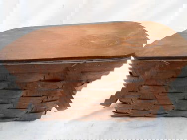 Antique Double-Handle Picnic Basket with Hinged Lid