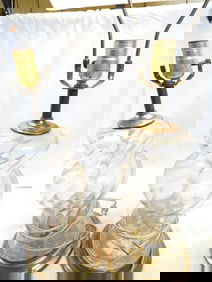 Pair of Antique clear glass table lamps