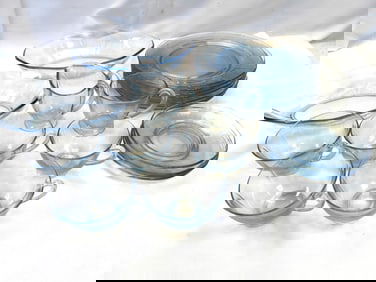 Vintage LOT OF 20 blue glass dish set