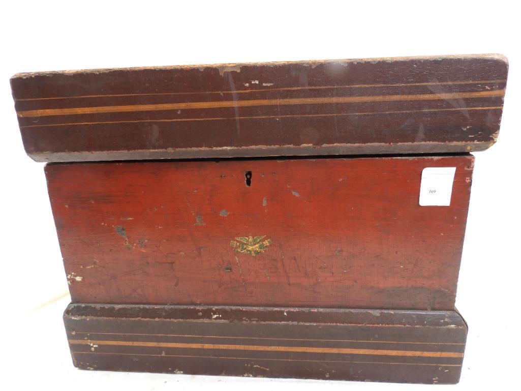 Antique Red-Painted Wood Tool Chest (1 of 9)