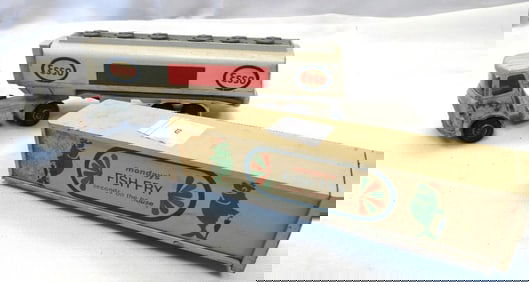 Antique Dinky Toy AEC Esso Tanker Diecast Toy and Howard Johnson's trailer toy