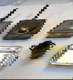 Antique LOT OF 4 including 2 vintage Butler Crumb Catchers/Ashtrays