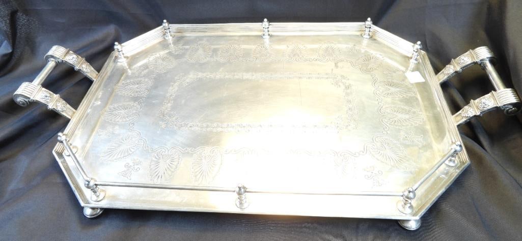 Stunning vintage silver plated Walker & Hall serving tray with handles (1 of 7)