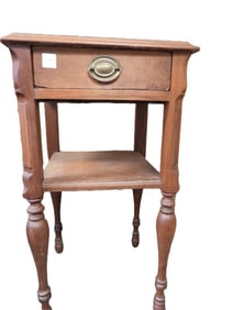 Vintage Wooden Square Accent Table with drawer and shelf