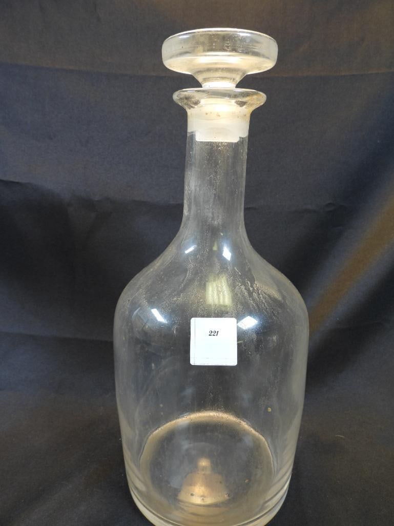 Antique Glass Decanter: Antique Glass Decanter, sturdy, approx. 5" diameter and 12.5" tall, great addition for any bar
