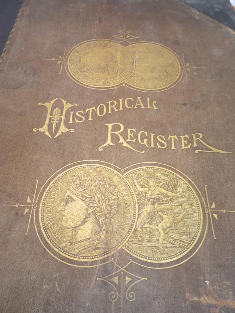 Illustrated Historical Register Philadelphia 1878 and Paris 1878: Illustrated Historical Register Philadelphia 1878 and Paris 1878, oversized book (see wear on binding due to age), approx. 19"x14"x3"