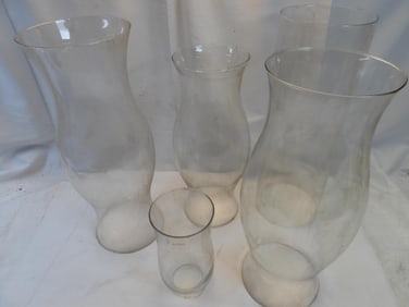 LOT OF 5 glass hurricane candle- shape globes