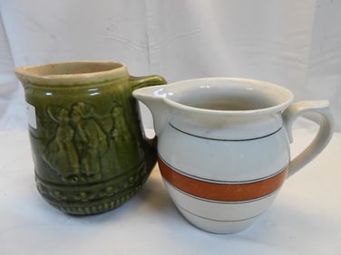 Antique Mccoy Pottery Yellowware and vintage Czech art pottery pitcher