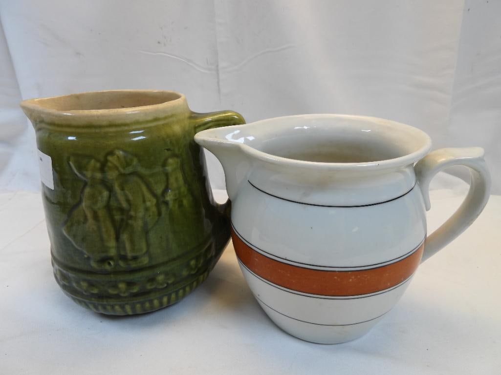 Antique Mccoy Pottery Yellowware and vintage Czech art pottery pitcher (1 of 7)