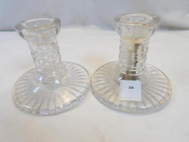 Set of two vintage glass Candlestick Holders